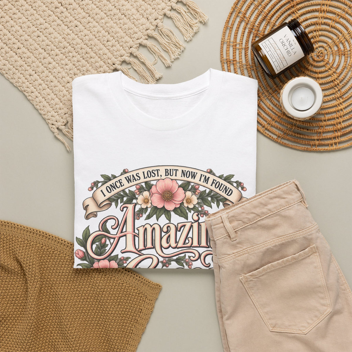 Amazing Grace Floral T-Shirt — Vintage Christian Faith Tee