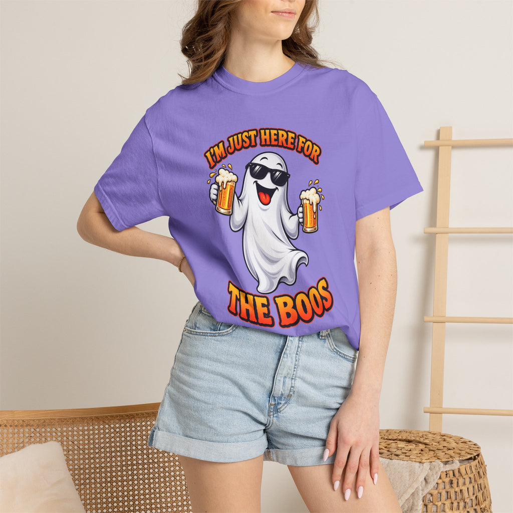 Halloween Beer Ghost T-Shirt - "I'm Just Here For The Boos" Party Tee