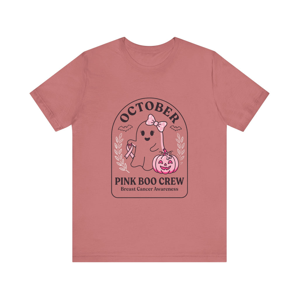 October Pink Boo Crew Tee — Breast Cancer Awareness Ghost T-Shirt