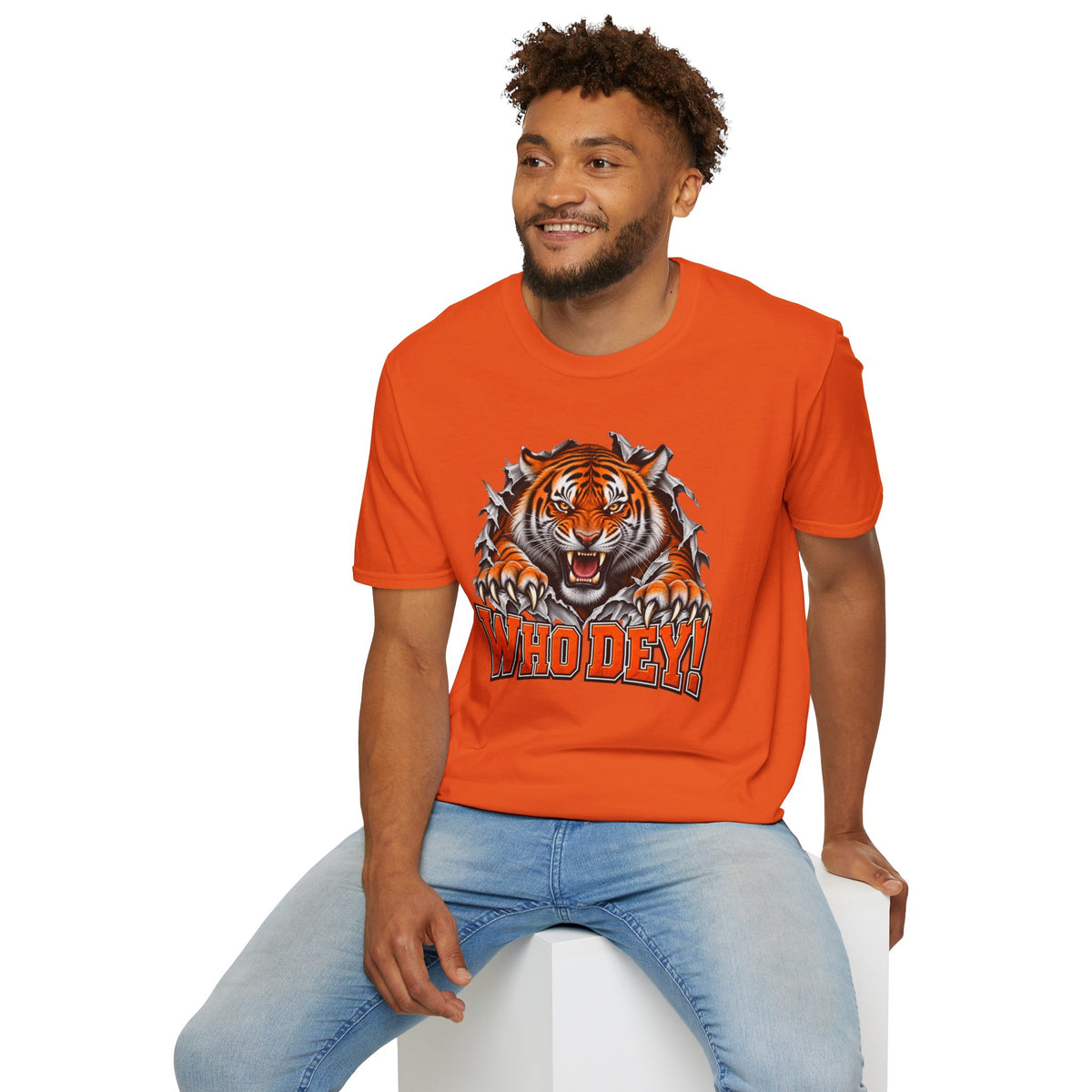 Tiger Graphic T-Shirt — "Who Dey!" Fierce Roaring Design