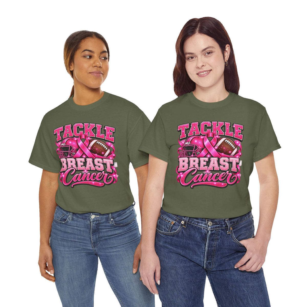 T-Shirt — "Tackle Breast Cancer" Pink Football Awareness Tee