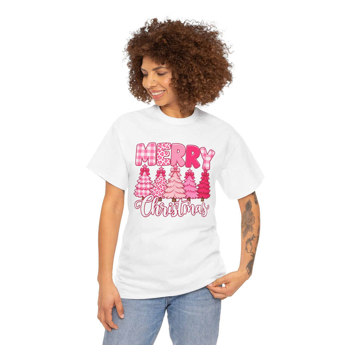 Merry Christmas Pink Christmas Tree T-Shirt