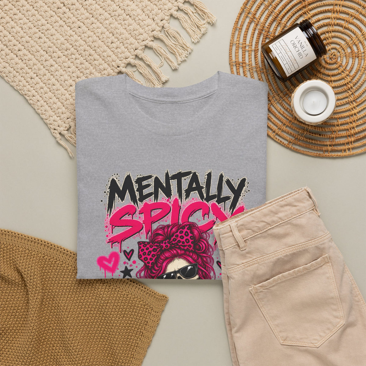 Mentally Spicy Skeleton Graphic T-Shirt