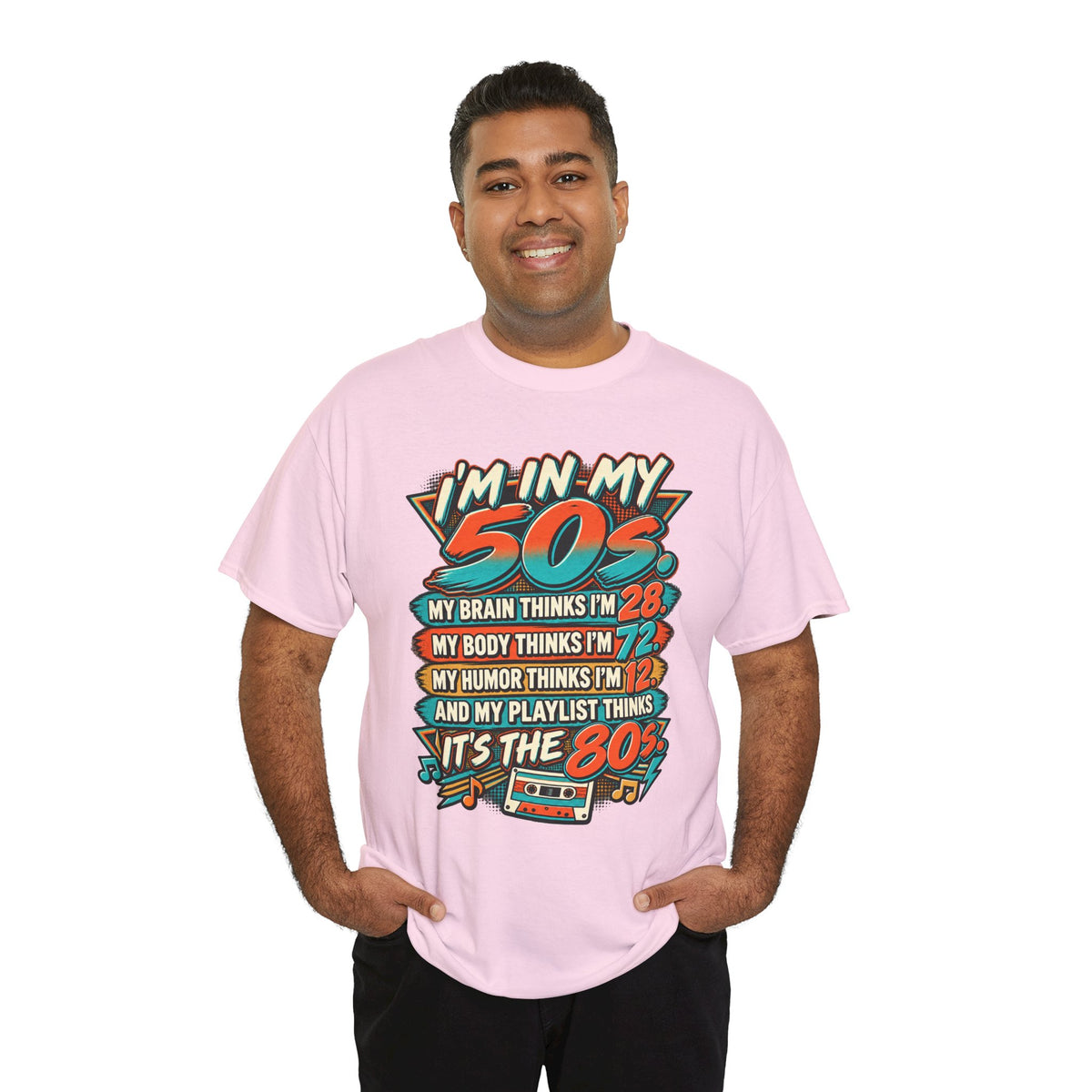 Retro 50s Birthday T‑Shirt — "I'm in My 50s" 80s Playlist Cassette Tee