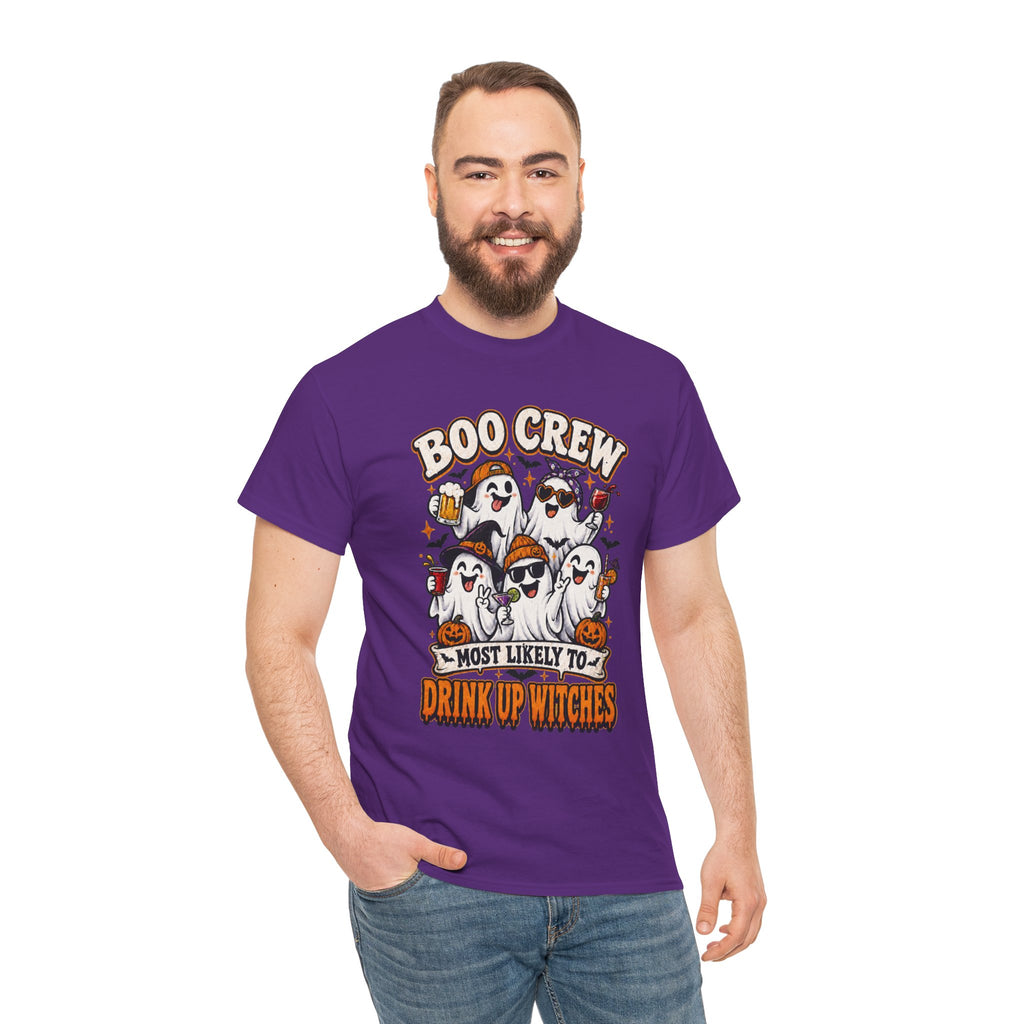 Boo Crew Halloween Tee — "Most Likely to Drink Up Witches" Ghost Party Shirt