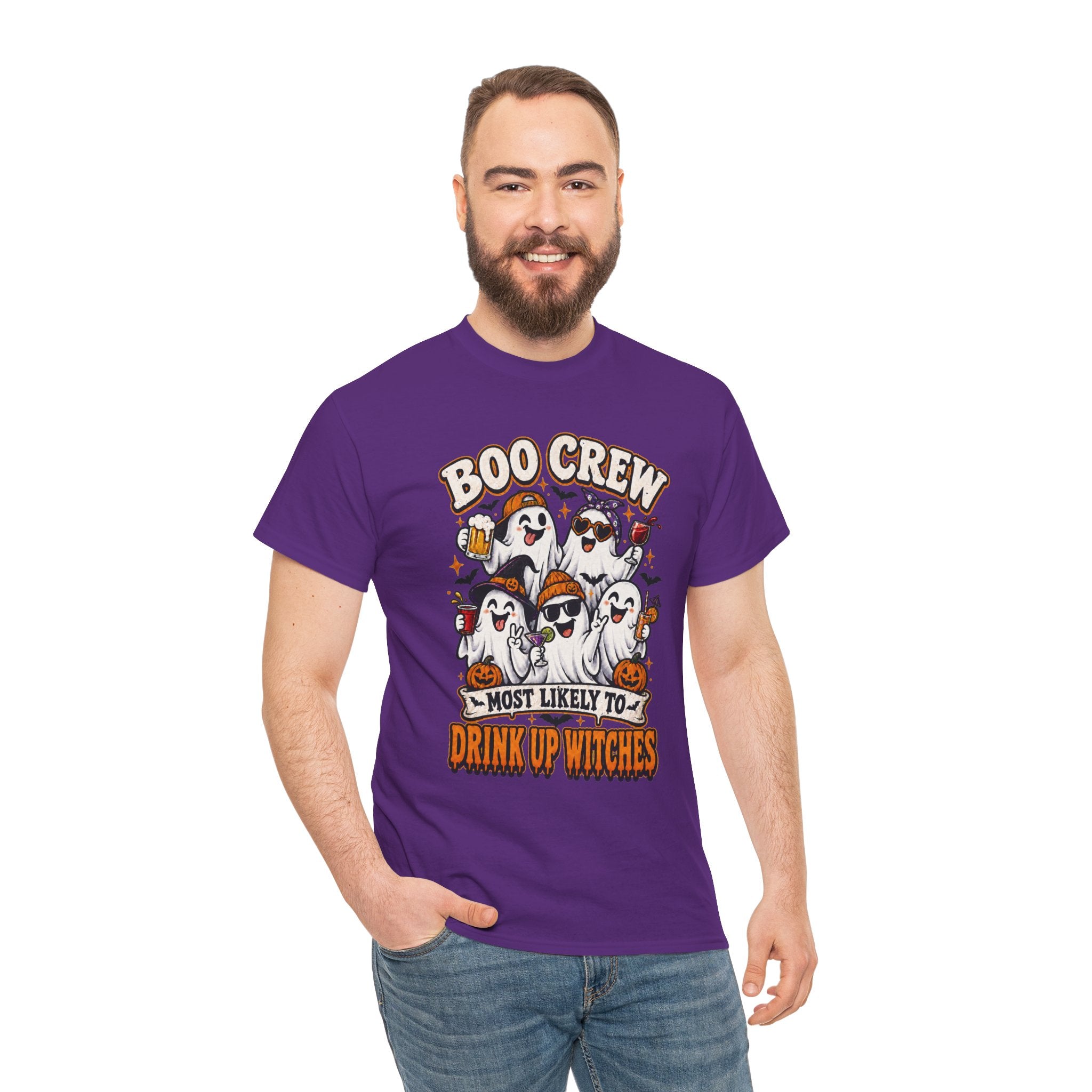 Boo Crew Halloween Tee — "Most Likely to Drink Up Witches" Ghost Party Shirt