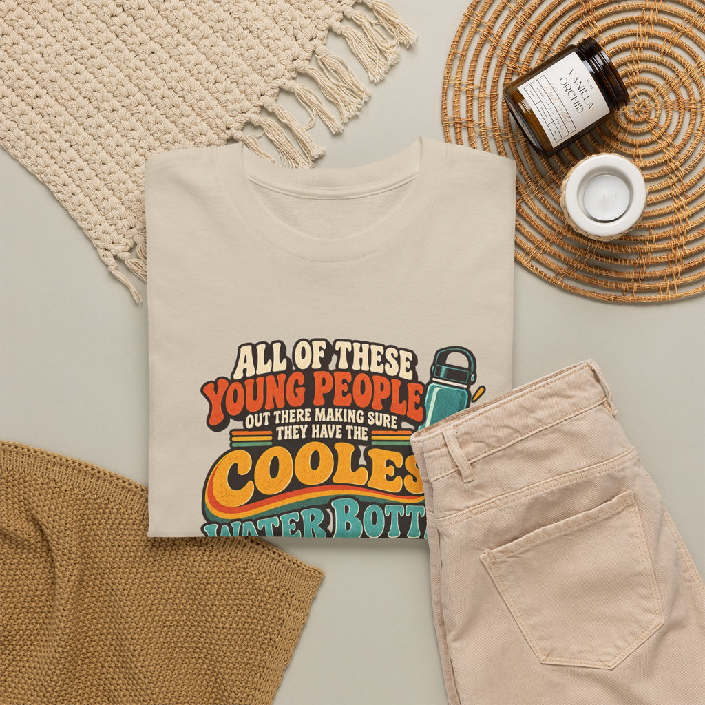 Retro 70s-80s Funny Water Bottle Tee — "Coolest Water Bottle" Graphic T-Shirt