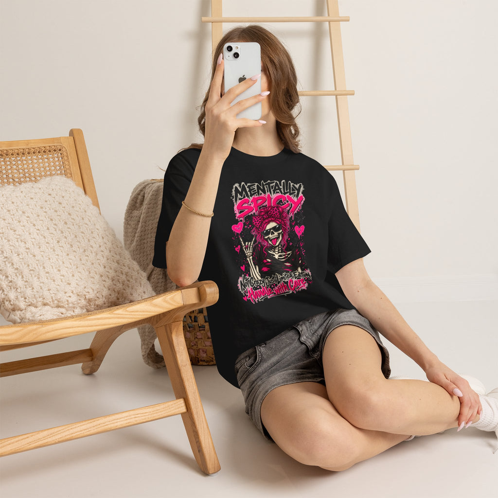 Mentally Spicy Skeleton Graphic T-Shirt