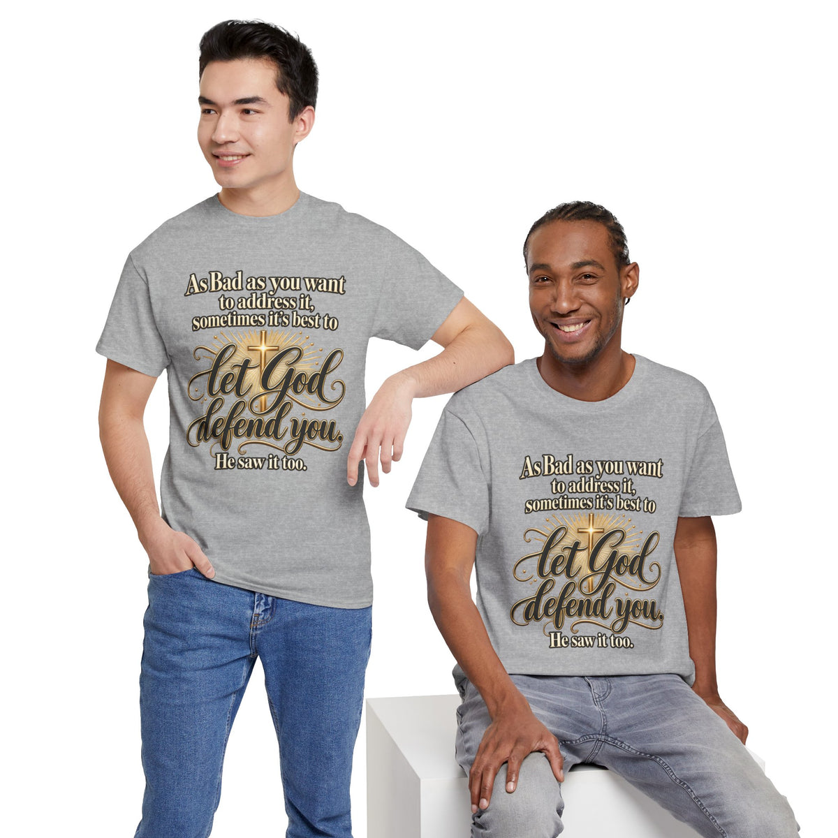 Let God Defend You Inspirational Christian T-Shirt