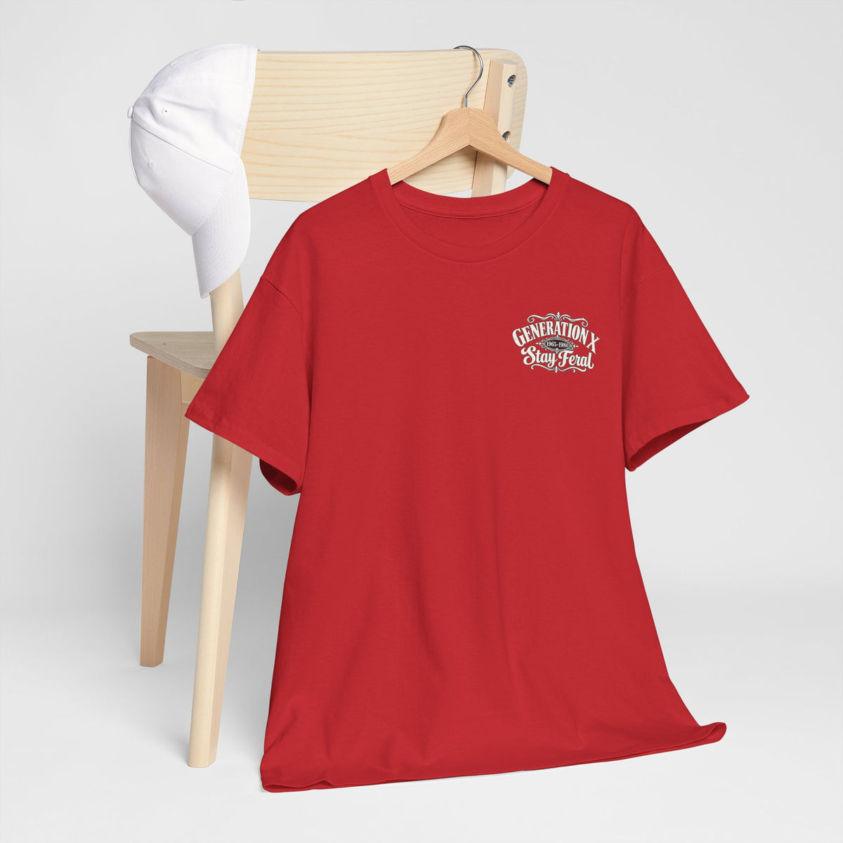 Generation X T‑Shirt — 'Stay Feral' Vintage Whiskey Label Tee (Born 1965–1980)