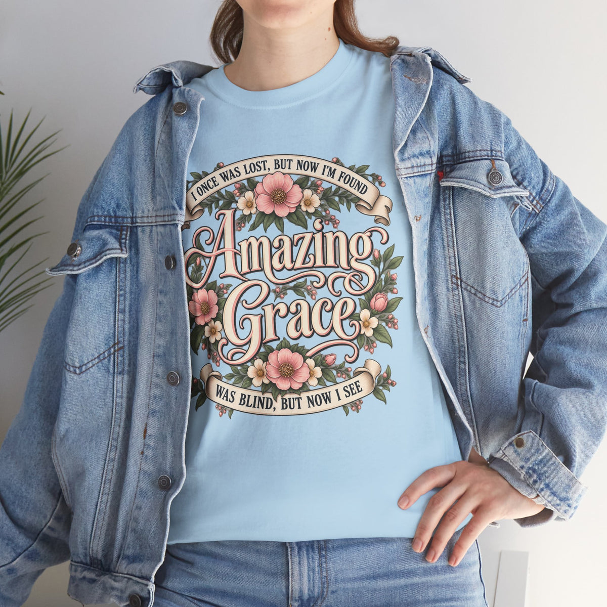Amazing Grace Floral T-Shirt — Vintage Christian Faith Tee