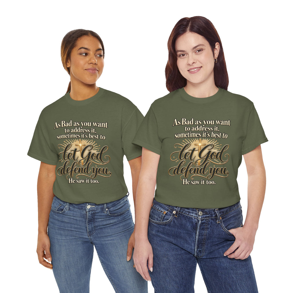 Let God Defend You Inspirational Christian T-Shirt