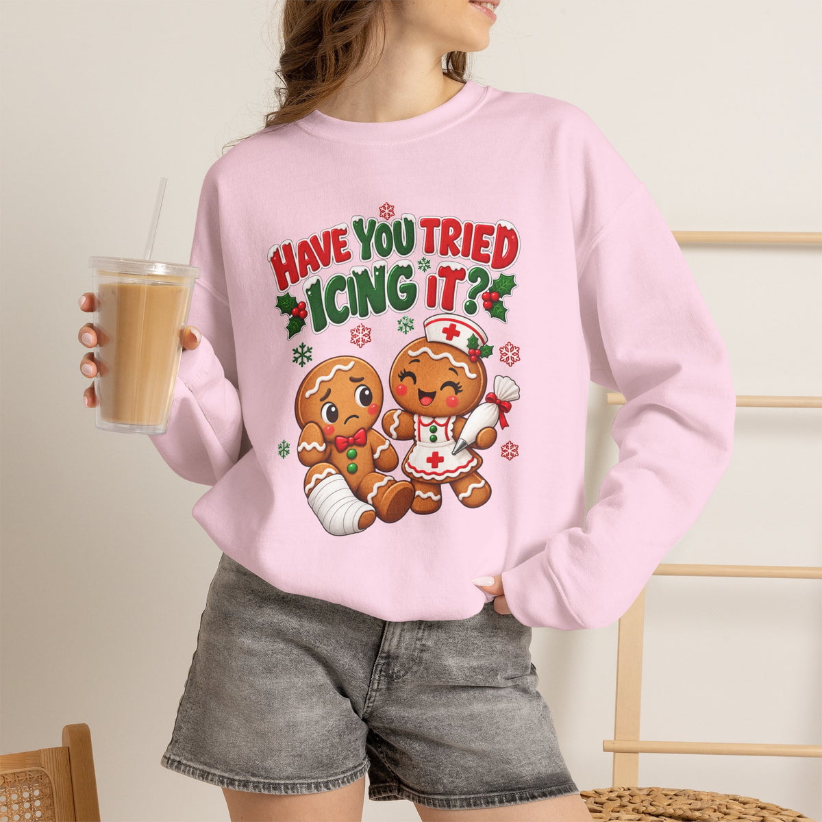 Have You Tried Icing It? Gingerbread Couple Christmas Sweatshirt