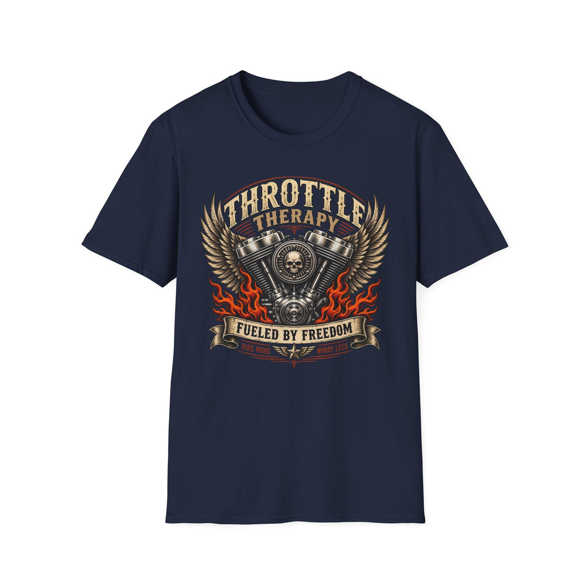 Throttle Therapy Motorcycle T‑Shirt — Fueled by Freedom Riding Tee