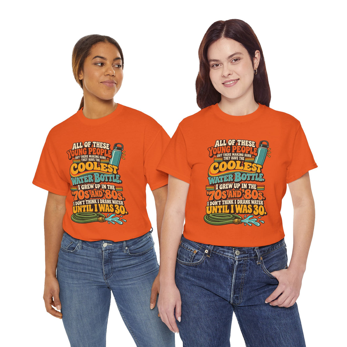 Retro 70s-80s Funny Water Bottle Tee — "Coolest Water Bottle" Graphic T-Shirt