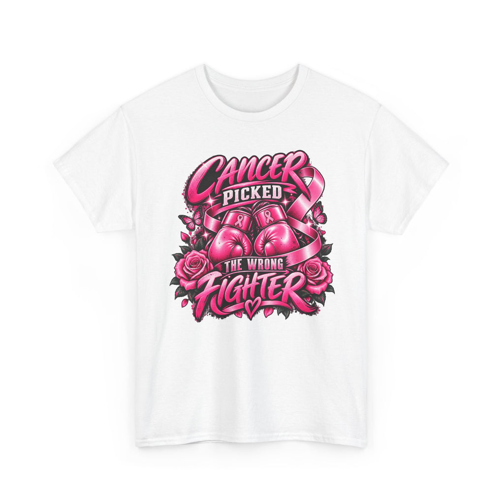 Cancer Picked The Wrong Fighter T-Shirt — Breast Cancer Awareness Support Tee