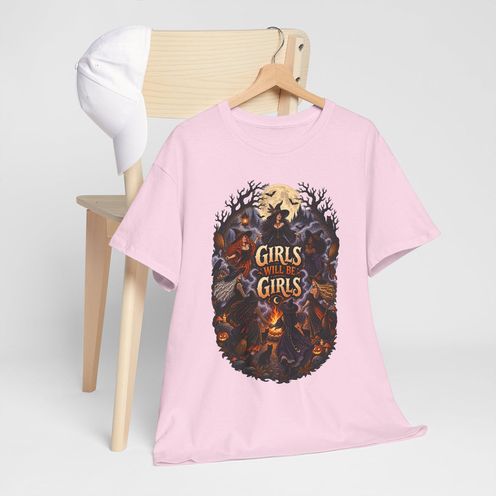 Girls Will Be Girls T-Shirt — Witchy Campfire Illustration Tee