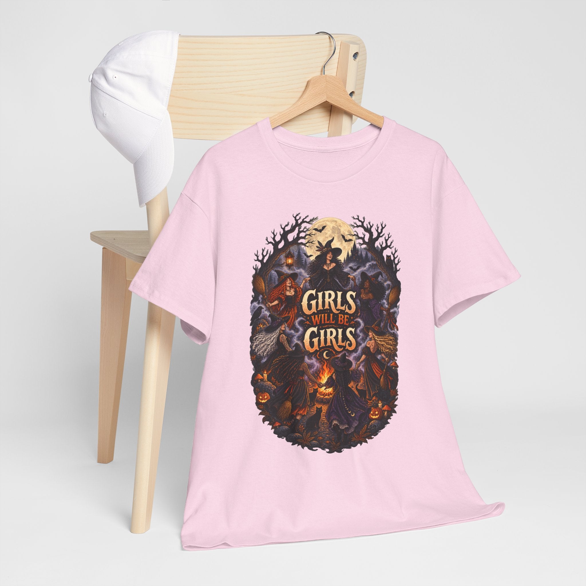 Girls Will Be Girls T-Shirt — Witchy Campfire Illustration Tee