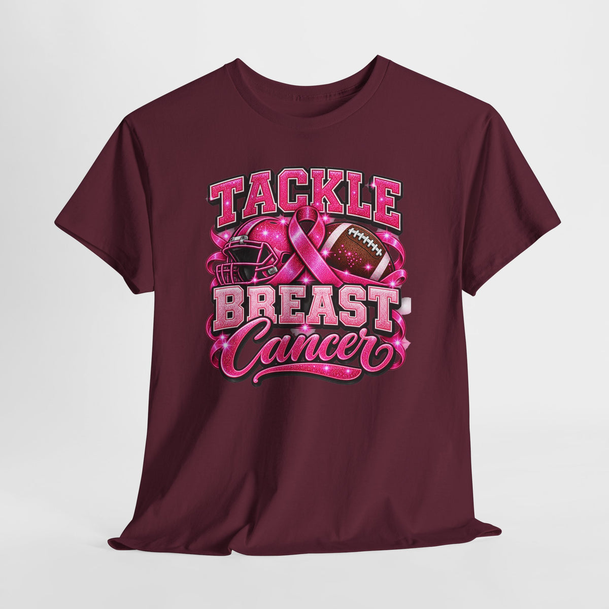 T-Shirt — "Tackle Breast Cancer" Pink Football Awareness Tee