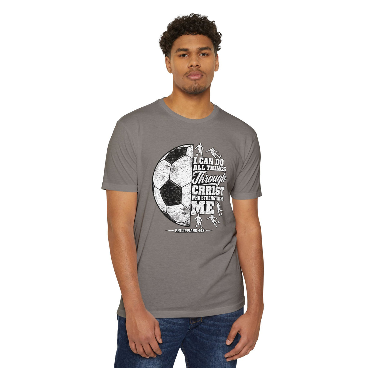 Christian Soccer T-Shirt — “I Can Do All Things Through Christ” Faith Soccer Tee