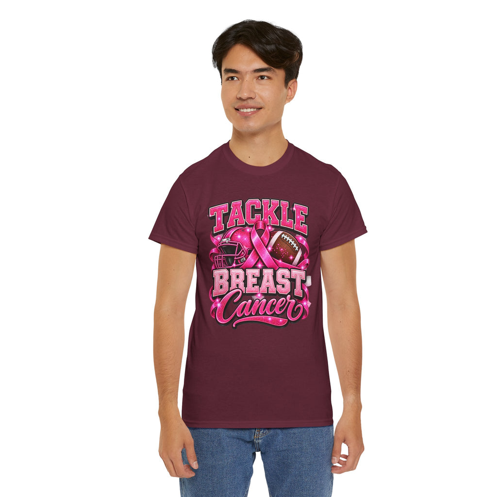 T-Shirt — "Tackle Breast Cancer" Pink Football Awareness Tee