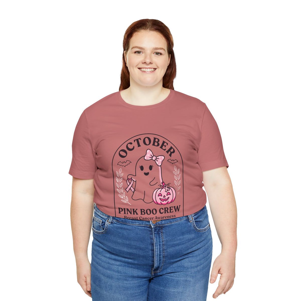 October Pink Boo Crew Tee — Breast Cancer Awareness Ghost T-Shirt