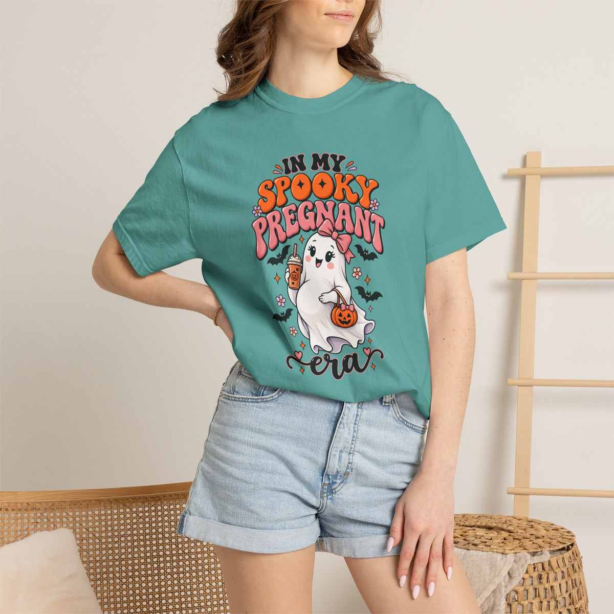 Pregnant Halloween T-Shirt — "In My Spooky Pregnant Era" Cute Ghost Maternity Tee
