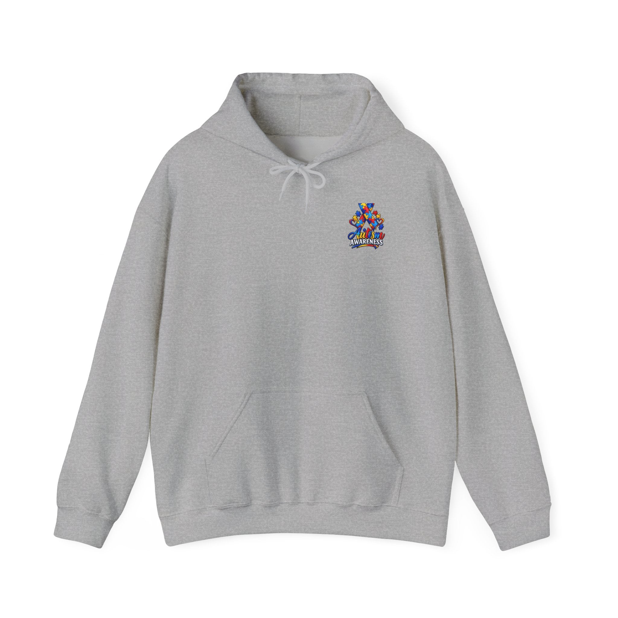 White Hoodie with Colorful 'Stand Tall' Floral Bear Chest Logo - Cozy Casual Pullover