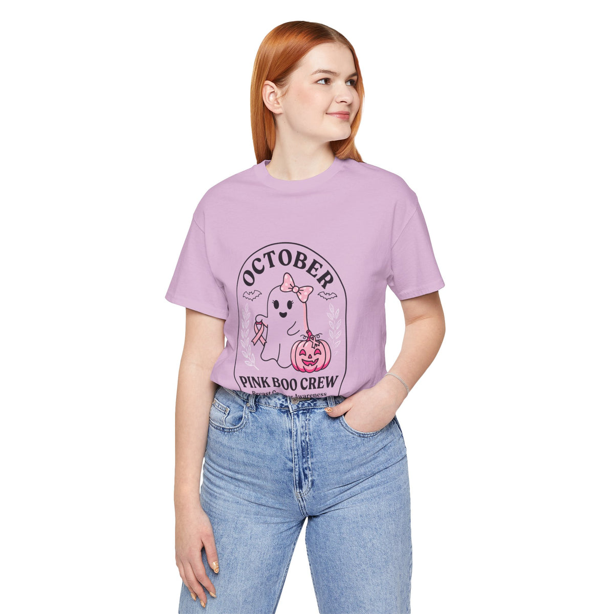 October Pink Boo Crew Tee — Breast Cancer Awareness Ghost T-Shirt