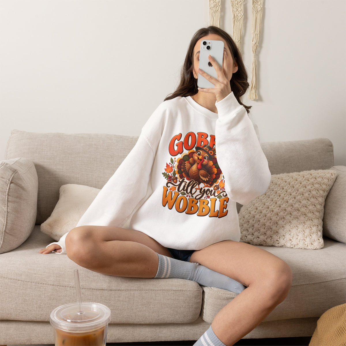 Thanksgiving Turkey 'Gobble Till You Wobble' Crewneck Sweatshirt