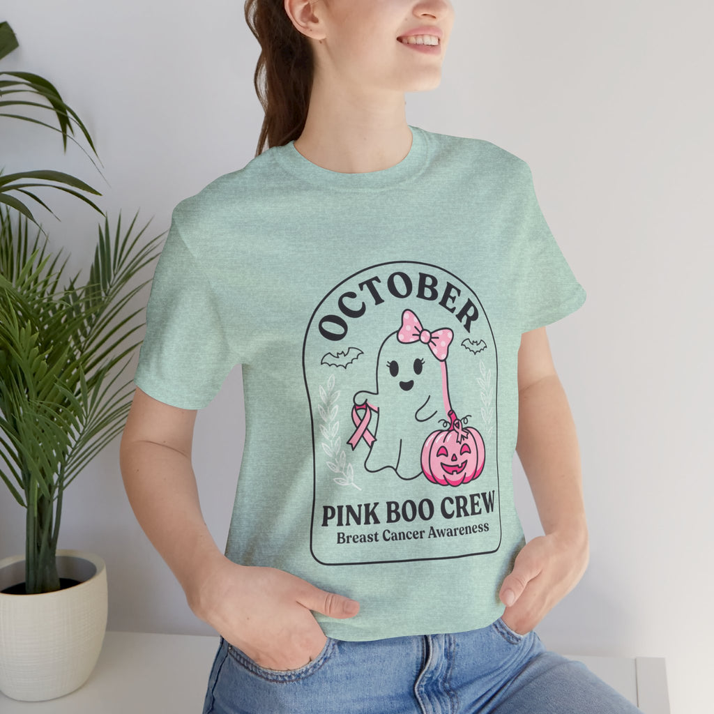 October Pink Boo Crew Tee — Breast Cancer Awareness Ghost T-Shirt