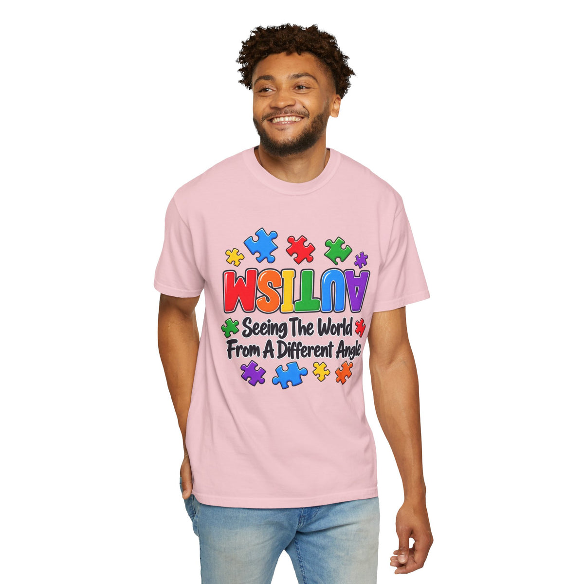Autism Awareness T-Shirt — "Seeing the World From a Different Angle" Puzzle Design