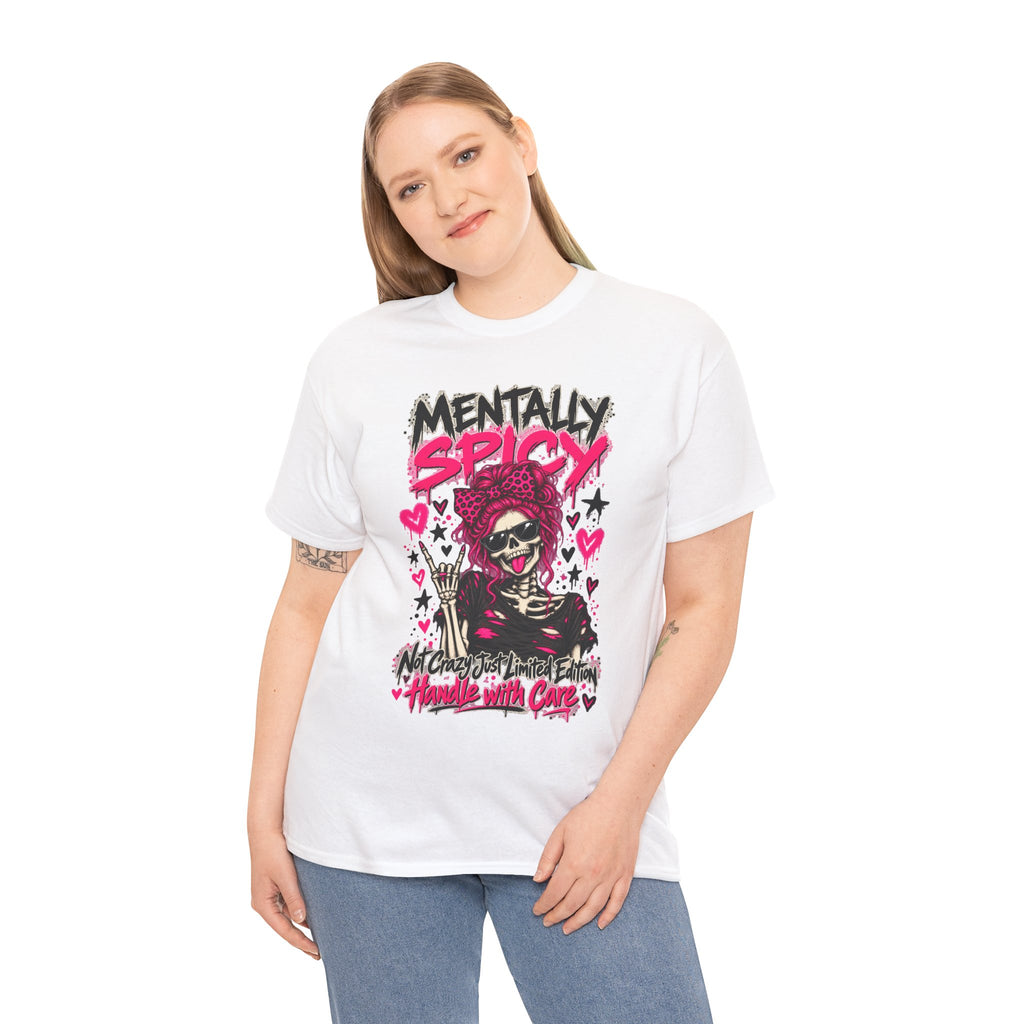 Mentally Spicy Skeleton Graphic T-Shirt