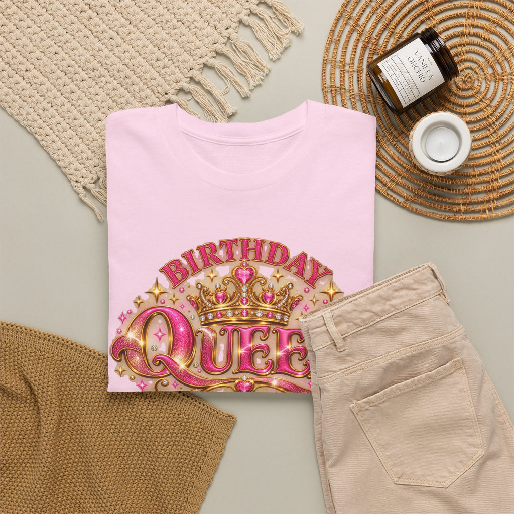 Birthday Queen Graphic T-Shirt | Pink & Gold Crown