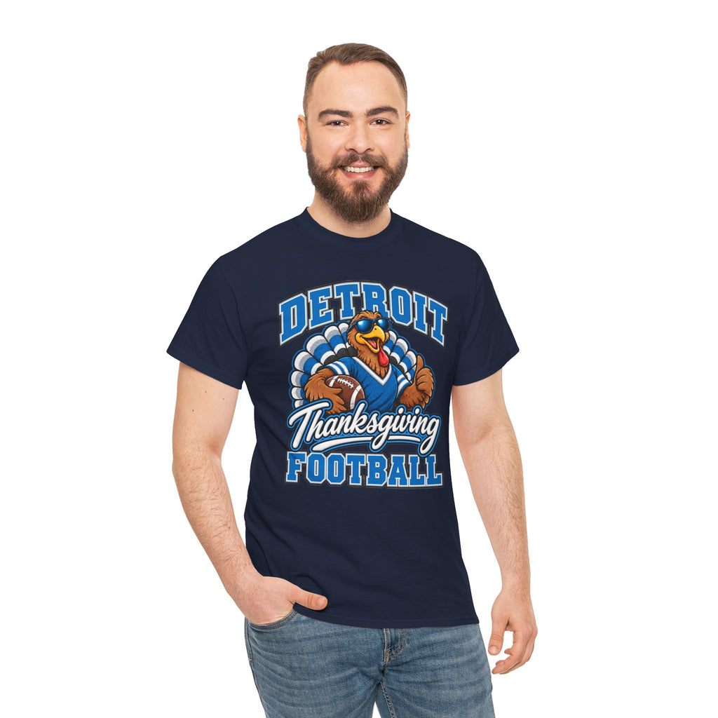 Detroit Thanksgiving Football Tee — Turkey Mascot Game Day Shirt