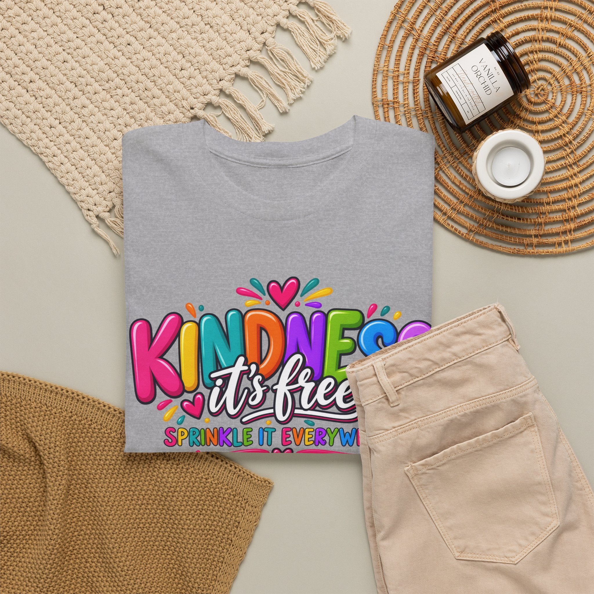 Kindness Is Free Rainbow Tee — Cute Positive Message T-Shirt
