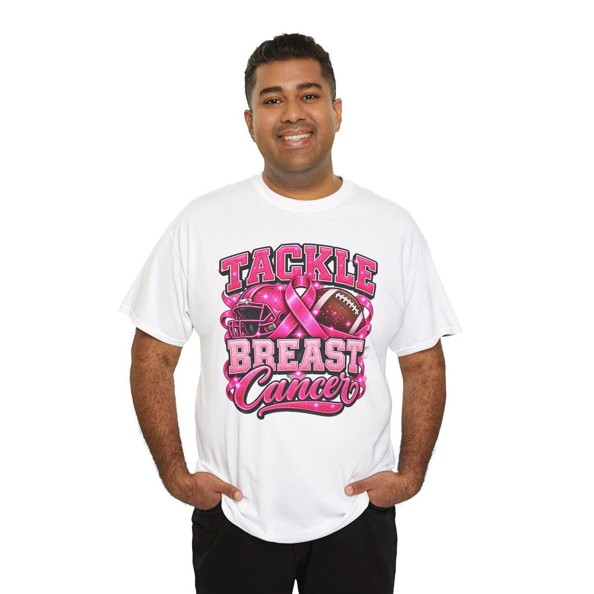 T-Shirt — "Tackle Breast Cancer" Pink Football Awareness Tee