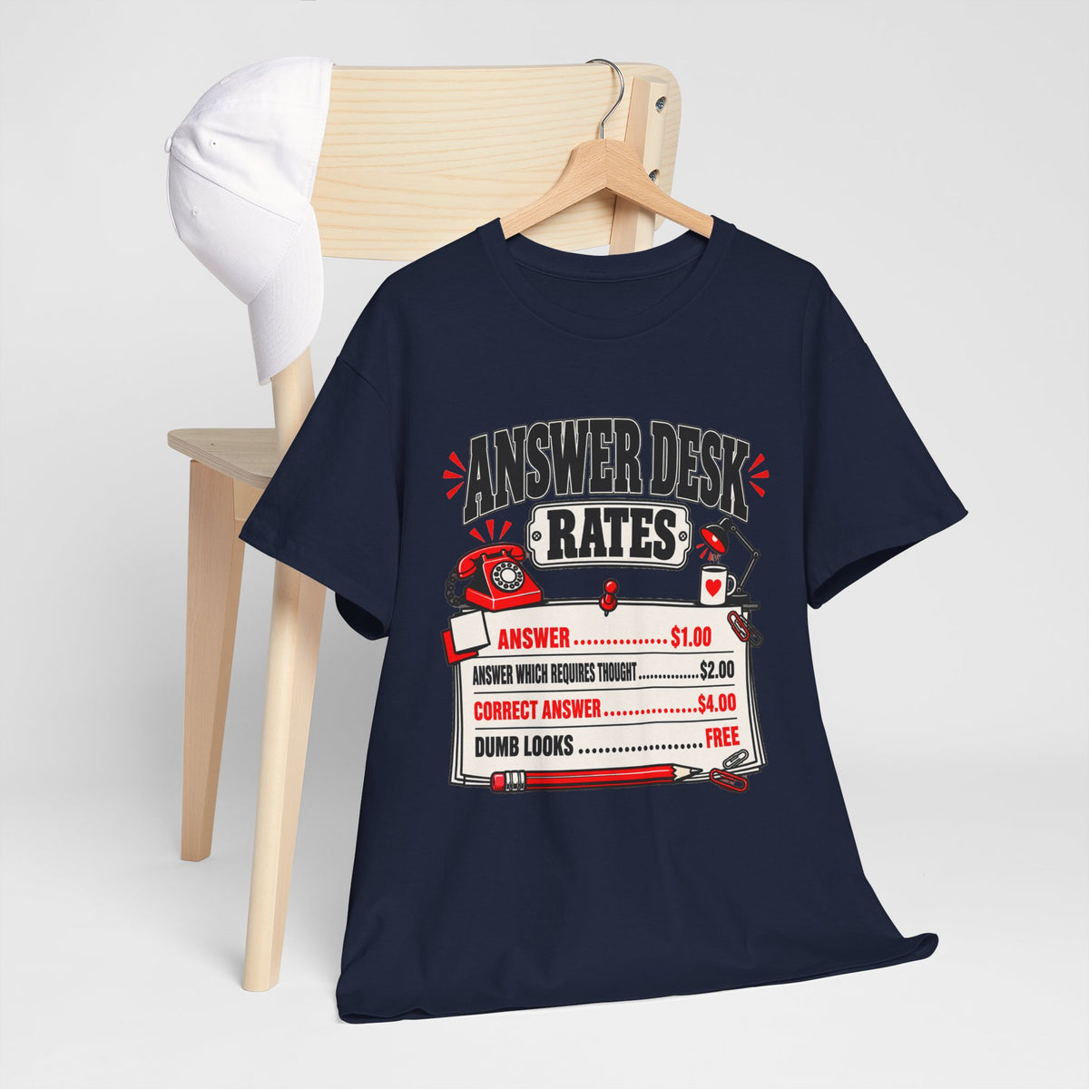 Answer Desk Rates T-Shirt — Funny Help Desk IT Support Tee ("Answer 1.00, Correct Answer 4.00")