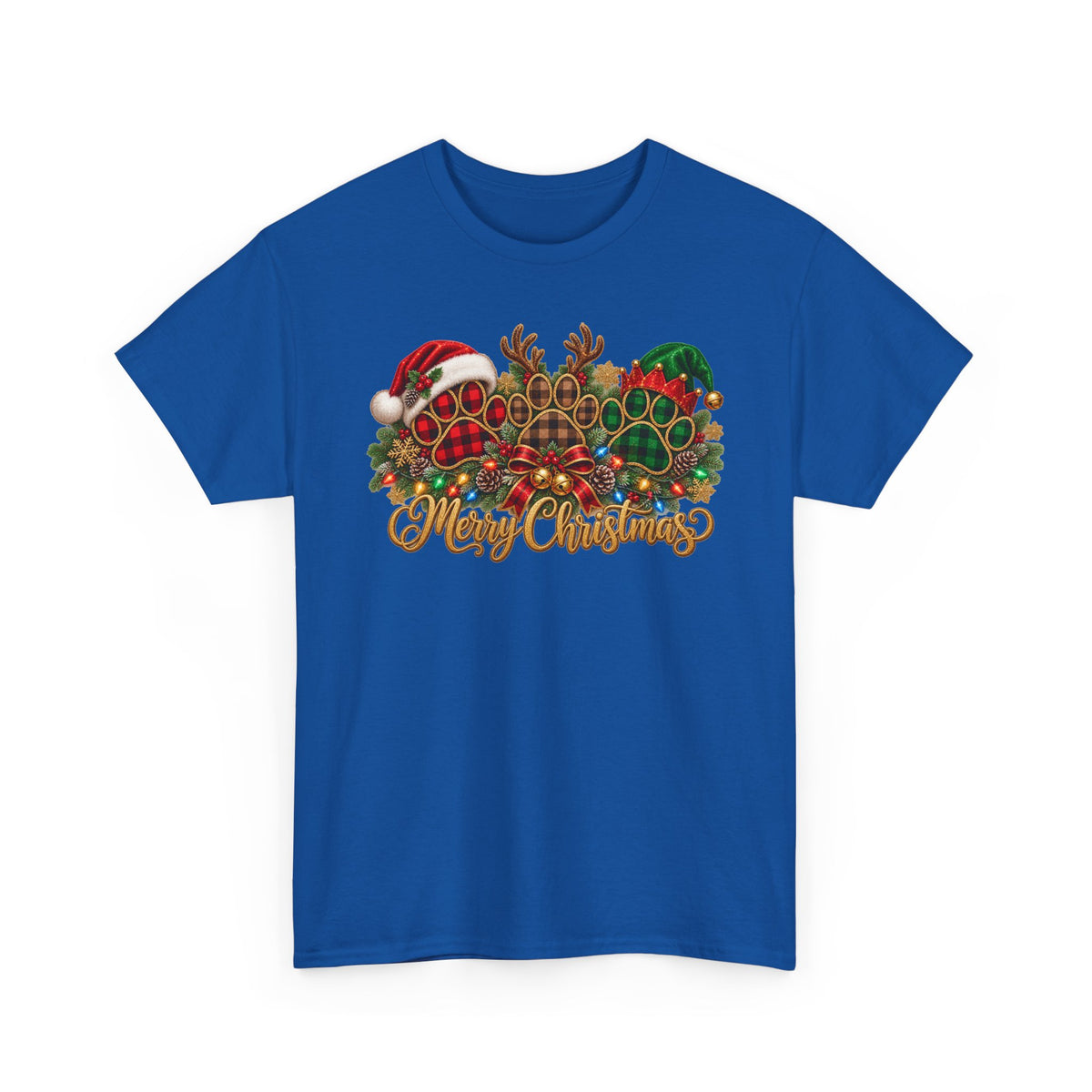 Merry Christmas Paw Prints Holiday Graphic Tee