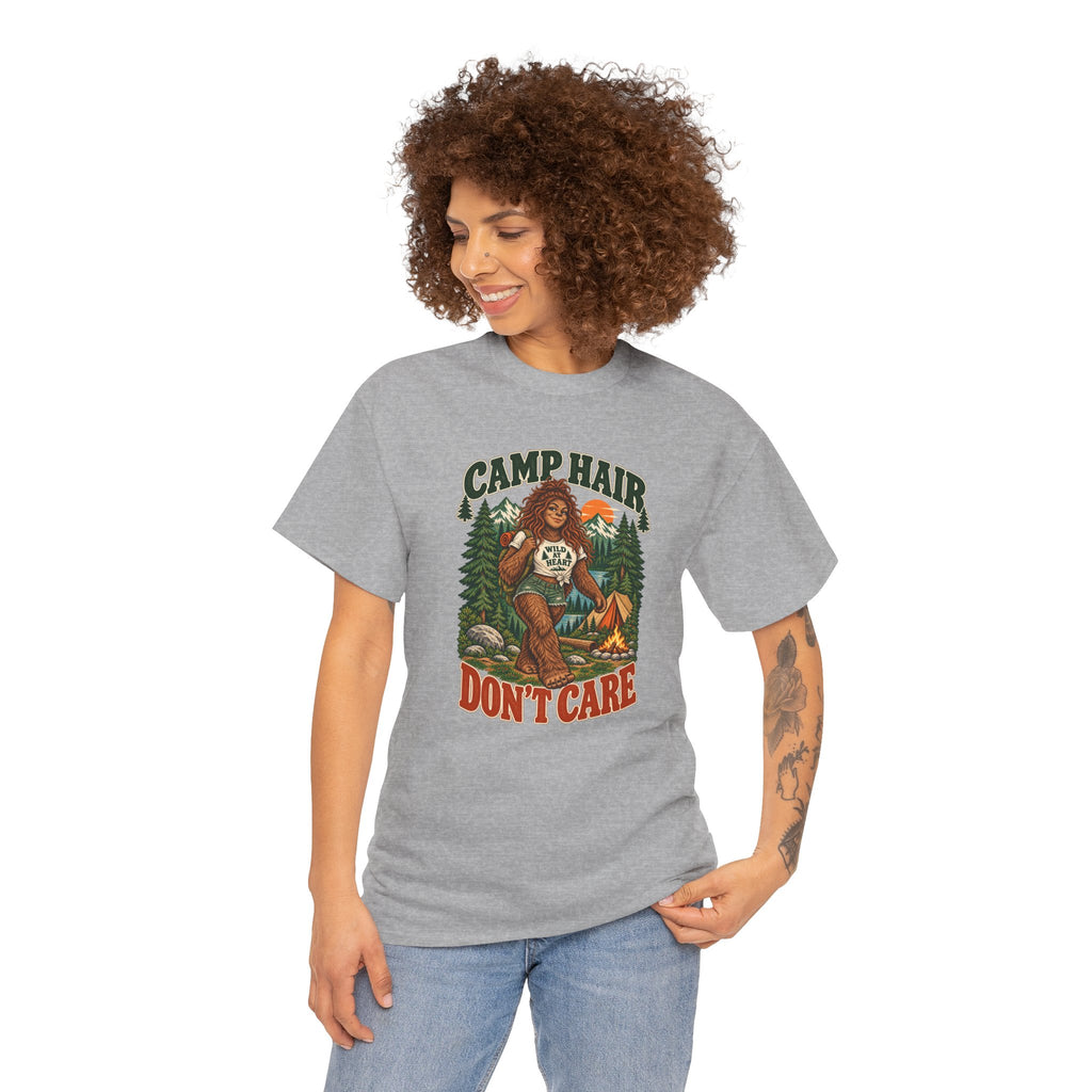 Camp Hair Don't Care T-Shirt — Retro Camping Graphic Tee