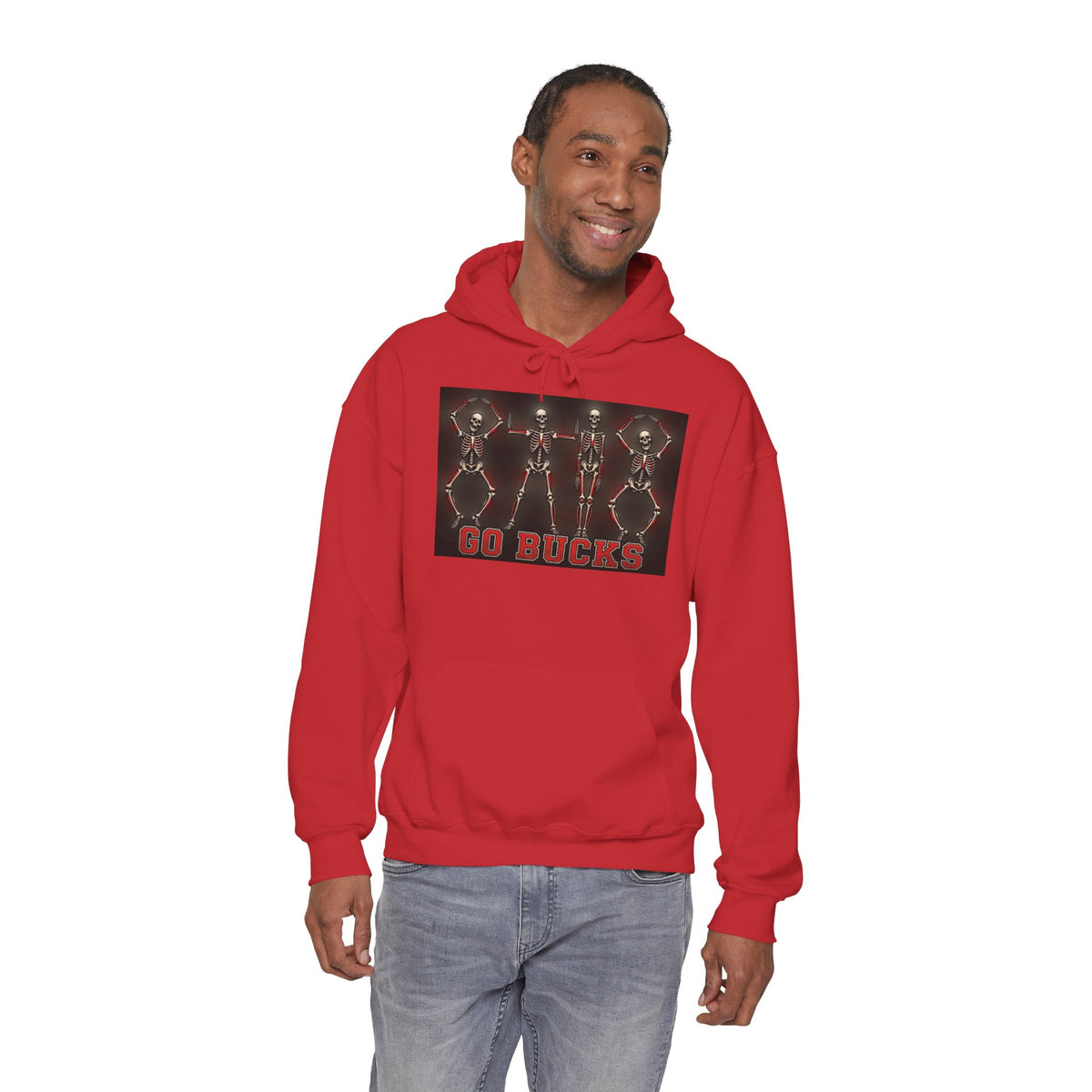 Go Bucks Hoodie — Vintage Red Deer Antlers Graphic Hooded Sweatshirt