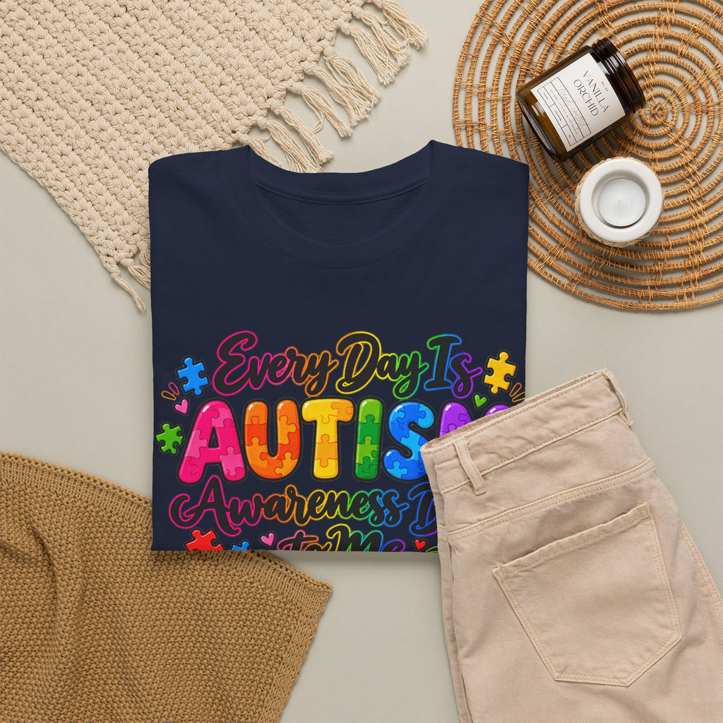Autism Awareness T-Shirt — "Every Day Is Autism Awareness Day to Me" Colorful Puzzle Tee
