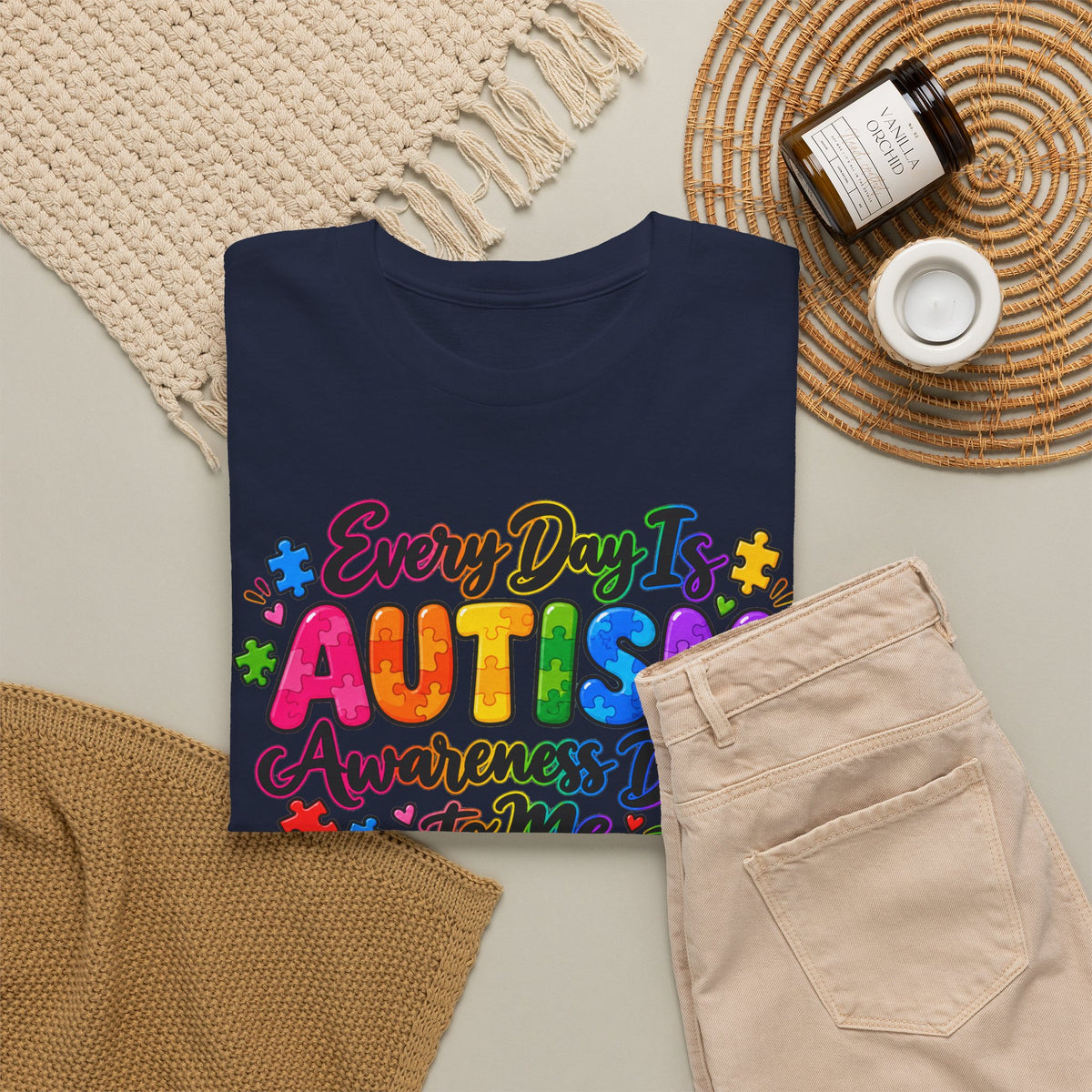 Autism Awareness T-Shirt — "Every Day Is Autism Awareness Day to Me" Colorful Puzzle Tee