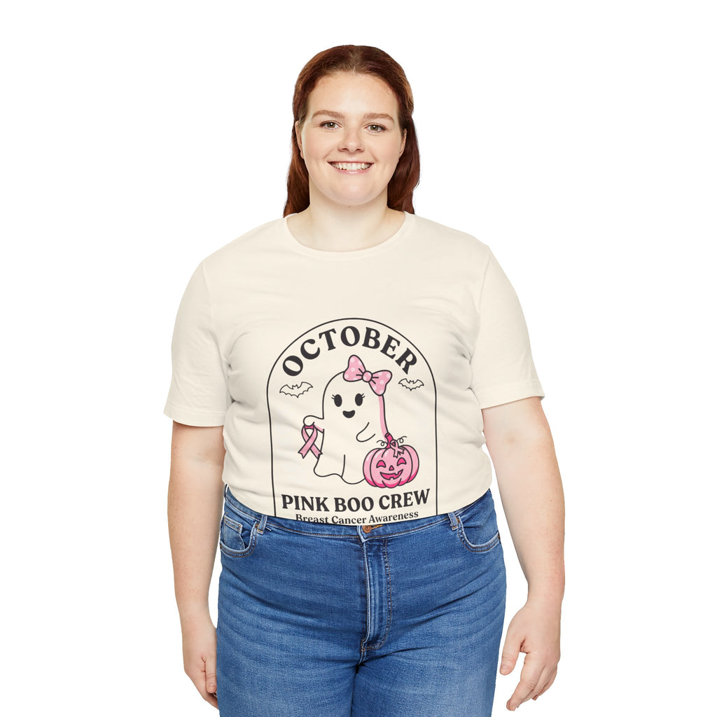 October Pink Boo Crew Tee — Breast Cancer Awareness Ghost T-Shirt
