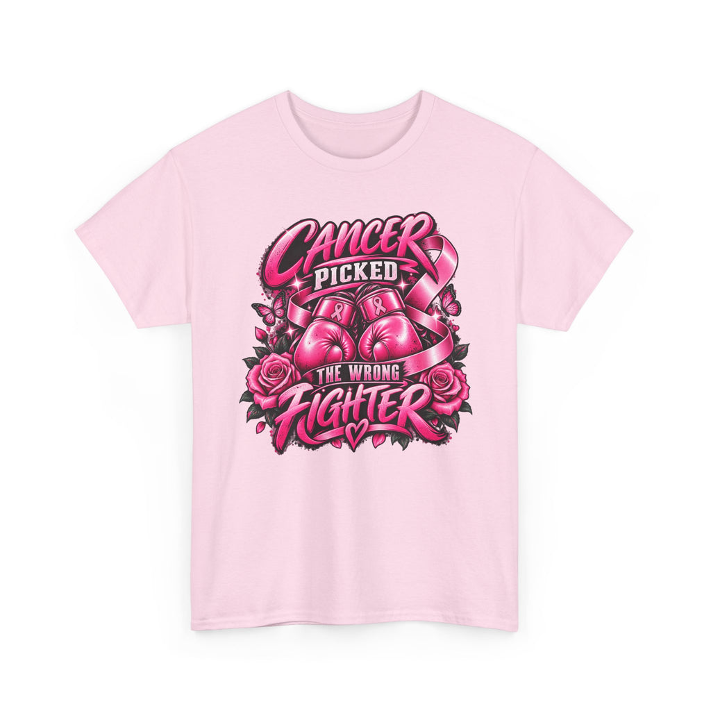 Cancer Picked The Wrong Fighter T-Shirt — Breast Cancer Awareness Support Tee