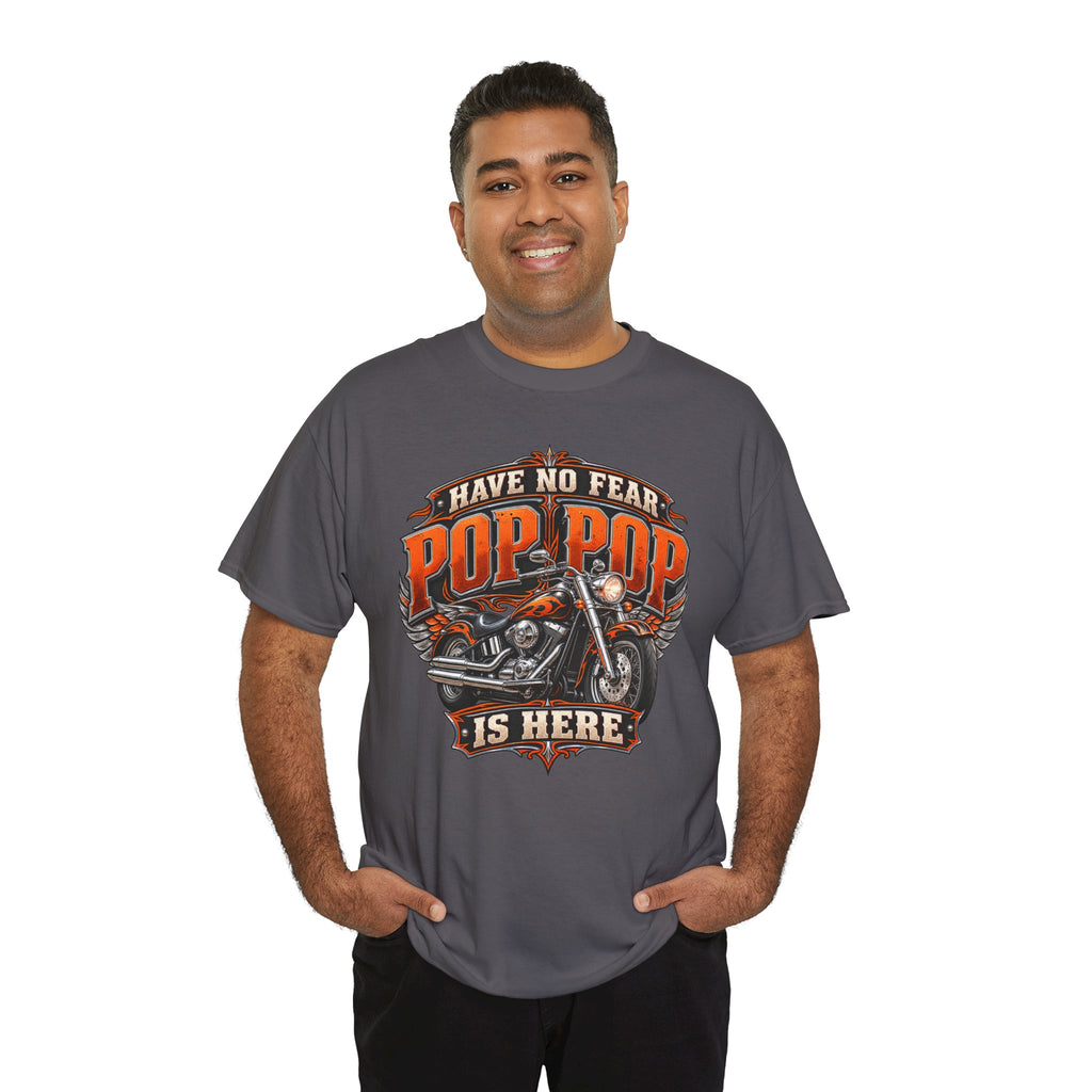 Pop Pop Is Here Motorcycle Dad T-Shirt