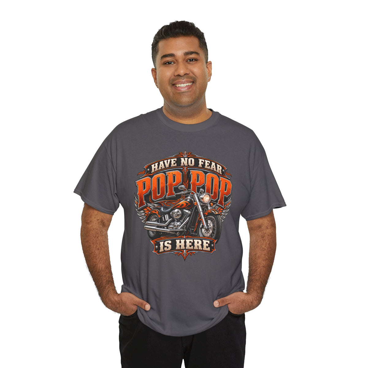 Pop Pop Is Here Motorcycle Dad T-Shirt