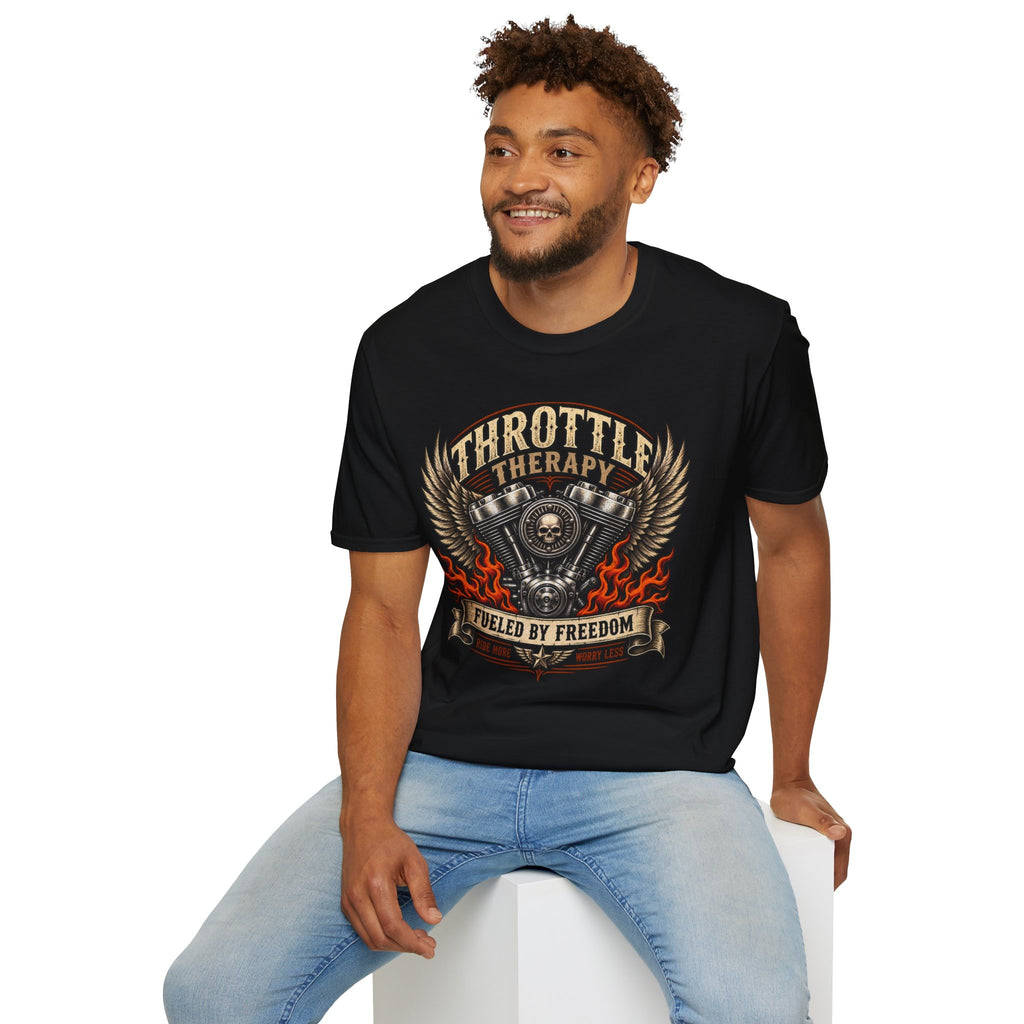 Throttle Therapy Motorcycle T‑Shirt — Fueled by Freedom Riding Tee
