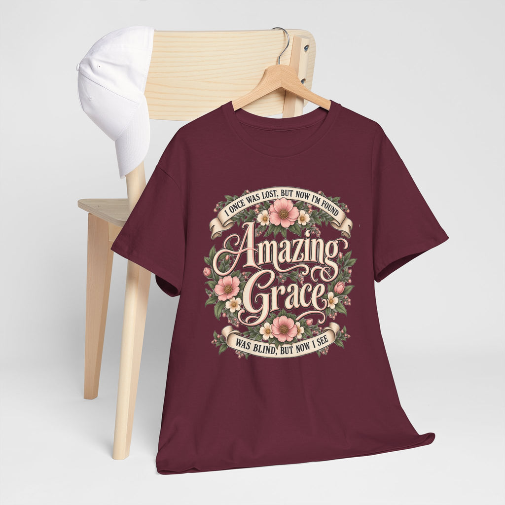 Amazing Grace Floral T-Shirt — Vintage Christian Faith Tee