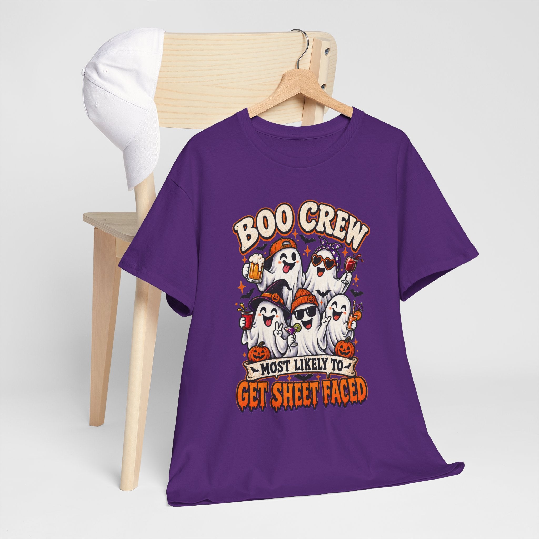 Boo Crew Halloween T-Shirt — “Most Likely to Get Sheet Faced” Funny Ghost Party Tee